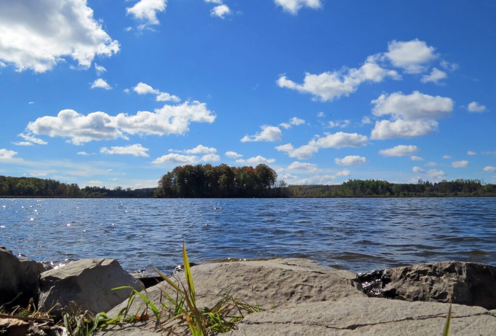 Scenic view of Laurel Creek Conservation Area with trails and natural landscape